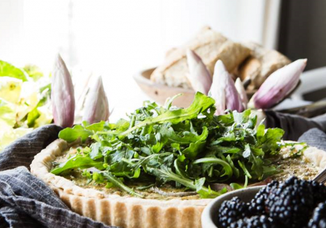 Five Onion Tart With Rocket Salad