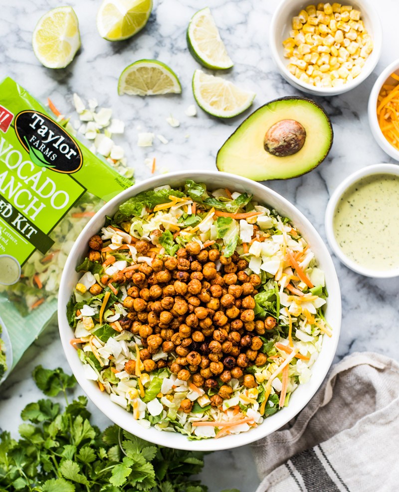 Avocado Ranch Chopped Salad With Roasted Chickpeas