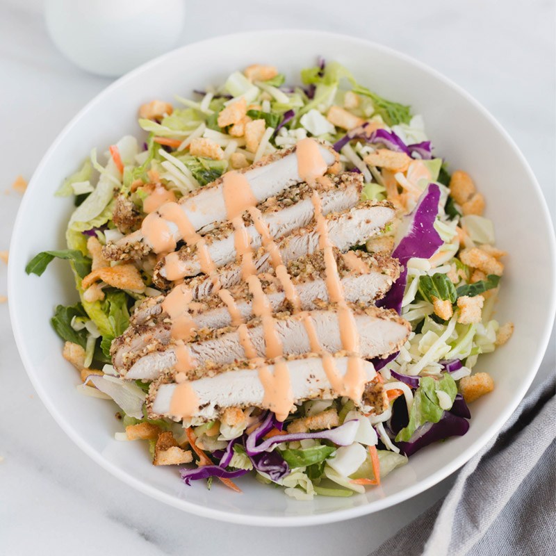 Buffalo Ranch Salad With Crusted Chicken