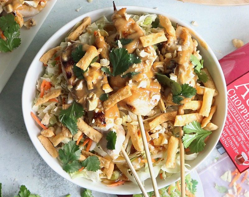 Cashew Chicken Skewer Salad