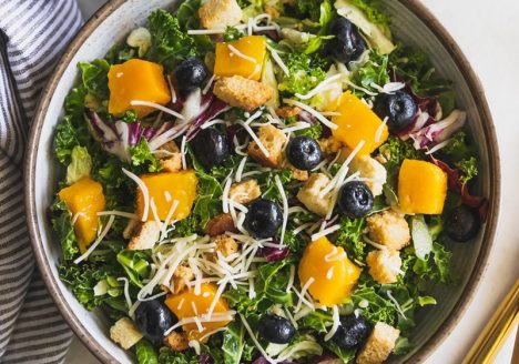 Mango Blueberry Asiago Kale Salad
