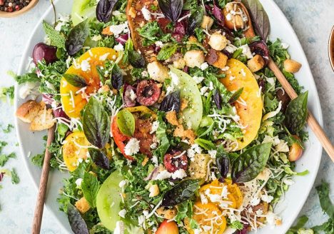Tomato & Cherry Kale Salad With Lemon Vinaigrette