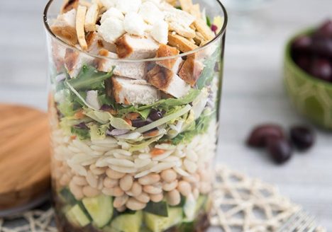 Mediterranean Crunch Salad With Grilled Chicken And Orzo