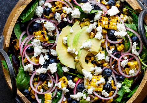 Corn, Blueberry, and Goat Cheese Salad
