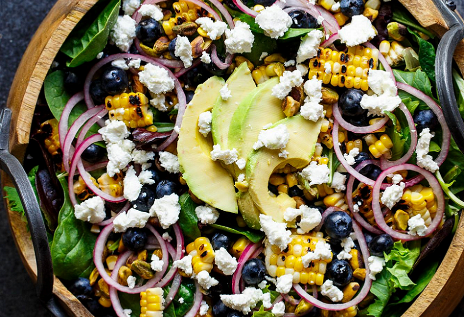 Corn, Blueberry, and Goat Cheese Salad
