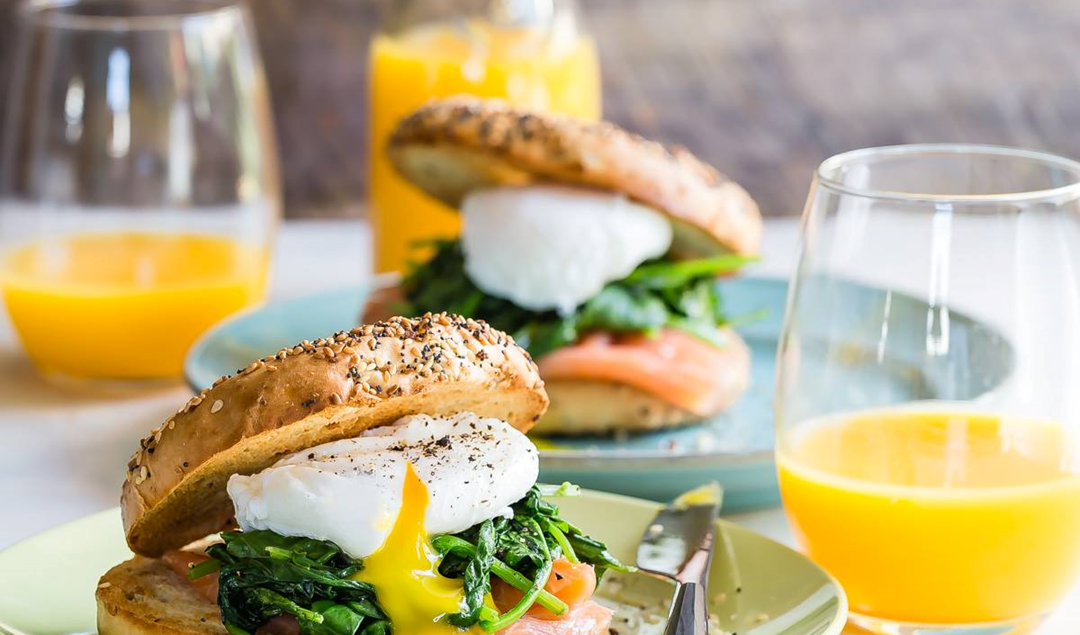 Eggs Florentine Bagel with Smoked Salmon