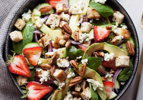Maple Spinach Salad + Strawberries + Avocado