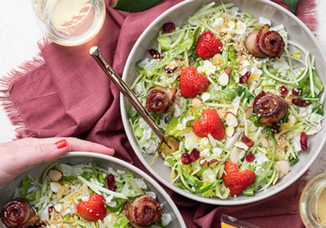Citrus Crunch Salad with Bacon Roses and Strawberries