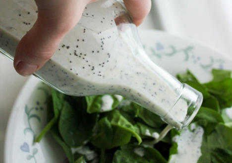 Spinach Salad with Greek Yogurt Poppy Seed Dressing